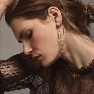 NWT Anthropologie Stone Looped Chain Drop Earrings